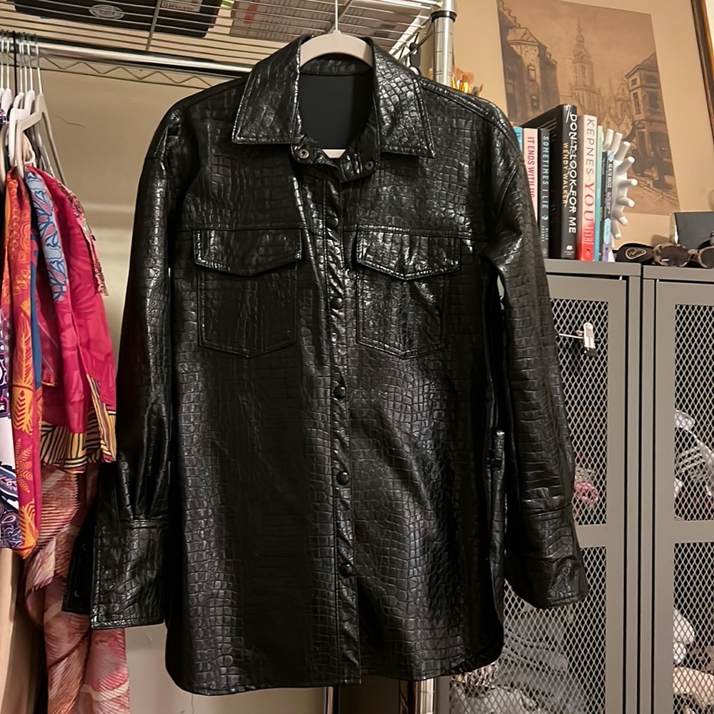Black faux leather jacket size small